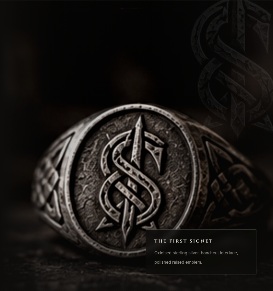 Oxidised STIGHAM silver signet on dark stone